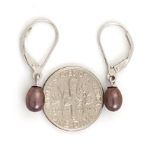 Load image into Gallery viewer, Sterling Silver .925 Mauve Freshwater Pearl Leverback Dangle Earrings