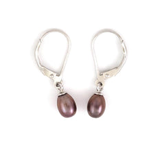 Load image into Gallery viewer, Sterling Silver .925 Mauve Freshwater Pearl Leverback Dangle Earrings