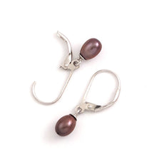 Load image into Gallery viewer, Sterling Silver .925 Mauve Freshwater Pearl Leverback Dangle Earrings