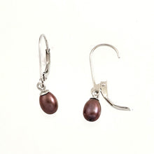 Load image into Gallery viewer, Sterling Silver .925 Mauve Freshwater Pearl Leverback Dangle Earrings