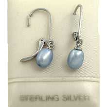 Load image into Gallery viewer, Sterling Silver Leverback Blue Pearl Dangle Earrings