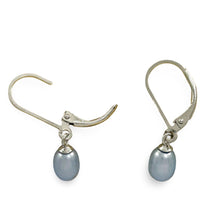 Load image into Gallery viewer, Sterling Silver Leverback Blue Pearl Dangle Earrings