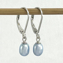 Load image into Gallery viewer, 9101214 Sterling Silver 925 Leverback Blue F/W Cultured Pearl Dangle Earrings