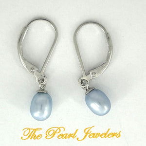 9101214 Sterling Silver 925 Leverback Blue F/W Cultured Pearl Dangle Earrings