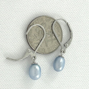 9101214 Sterling Silver 925 Leverback Blue F/W Cultured Pearl Dangle Earrings