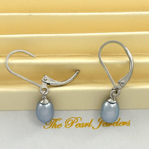 9101214 Sterling Silver 925 Leverback Blue F/W Cultured Pearl Dangle Earrings