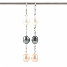 Load image into Gallery viewer, Sterling Silver Dangle Earrings with Multicolor Pearls