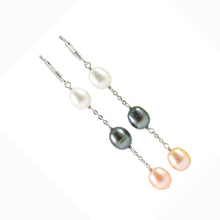 Load image into Gallery viewer, Sterling Silver Dangle Earrings with Multicolor Pearls