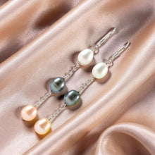 Load image into Gallery viewer, Sterling Silver Dangle Earrings with Multicolor Pearls