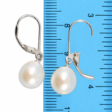Load image into Gallery viewer, Sterling Silver Leverback White Pearl Dangle Earrings