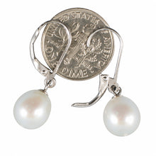 Load image into Gallery viewer, Sterling Silver Leverback White Pearl Dangle Earrings