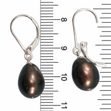 Load image into Gallery viewer, Sterling Silver Leverback Black Pearl Dangle Earrings