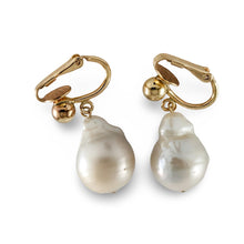 Load image into Gallery viewer, 14k Gold Filled Baroque Freshwater Pearl Clip-On Dangle Earrings
