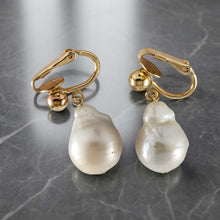 Load image into Gallery viewer, 14k Gold Filled Baroque Freshwater Pearl Clip-On Dangle Earrings