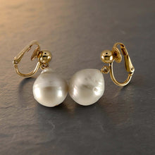 Load image into Gallery viewer, 14k Gold Filled Baroque Freshwater Pearl Clip-On Dangle Earrings