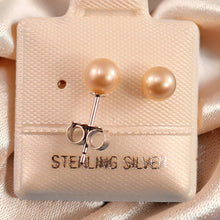 Load image into Gallery viewer, Sterling Silver Peach Pearl Stud Earrings (4.5–5mm)