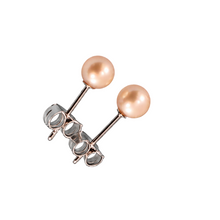 Load image into Gallery viewer, Sterling Silver Peach Pearl Stud Earrings (4.5–5mm)