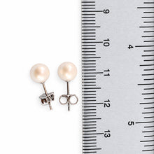 Load image into Gallery viewer, Sterling Silver White Pearl Stud Earrings (6–6.5mm)