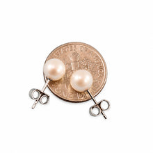 Load image into Gallery viewer, Sterling Silver White Pearl Stud Earrings (6–6.5mm)