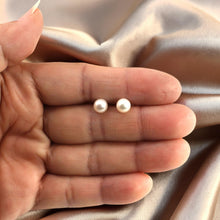Load image into Gallery viewer, Sterling Silver White Pearl Stud Earrings (6–6.5mm)
