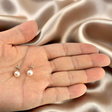 Load image into Gallery viewer, Sterling Silver White Pearl Stud Earrings (6–6.5mm)