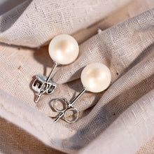 Load image into Gallery viewer, Sterling Silver White Pearl Stud Earrings (6–6.5mm)