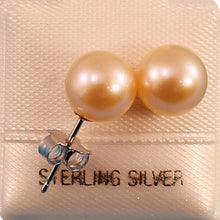Load image into Gallery viewer, Sterling Silver Pale Pink Pearl Stud Earrings (7.5–8mm)