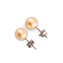 Load image into Gallery viewer, Sterling Silver Pale Pink Pearl Stud Earrings (7.5–8mm)