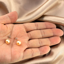 Load image into Gallery viewer, Sterling Silver Pale Pink Pearl Stud Earrings (7.5–8mm)