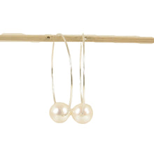 Load image into Gallery viewer, Sterling Silver White Pearl Endless Hoop Earrings
