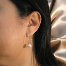 Load image into Gallery viewer, Sterling Silver White Pearl Endless Hoop Earrings