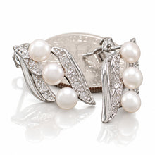 Load image into Gallery viewer, Sterling Silver White Pearl &amp; Cubic Zirconia Stud Earrings