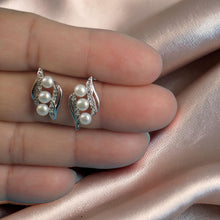 Load image into Gallery viewer, Sterling Silver White Pearl &amp; Cubic Zirconia Stud Earrings