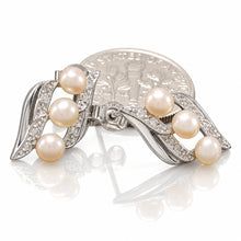 Load image into Gallery viewer, Sterling Silver Pink Pearl &amp; Cubic Zirconia Stud Earrings