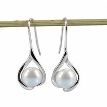 Load image into Gallery viewer, Sterling Silver Wave Hook Cultured Pearl Earrings