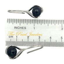Load image into Gallery viewer, Sterling Silver Black Pearl Wave Hook Earrings