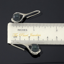 Load image into Gallery viewer, Sterling Silver Black Pearl Wave Hook Earrings