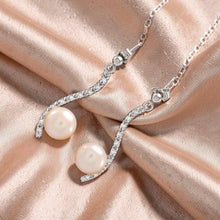 Load image into Gallery viewer, Sterling Silver Pink Pearl &amp; CZ Dangle Stud Earrings