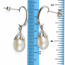 Load image into Gallery viewer, Sterling Silver Pink Pearl &amp; CZ Dangle Earrings