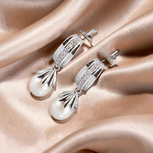 Load image into Gallery viewer, Sterling Silver Pink Pearl &amp; CZ Dangle Earrings