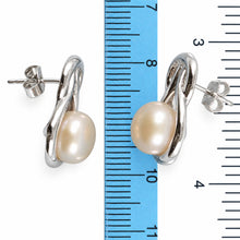 Load image into Gallery viewer, Solid Sterling Silver Love Knot Pink Pearl Stud Earrings