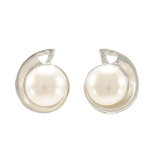 Load image into Gallery viewer, Sterling Silver White Pearl Stud Earrings – Rhodium Plated