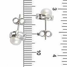 Load image into Gallery viewer, Sterling Silver White Pearl Stud Earrings – Rhodium Plated