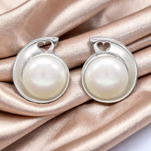 Load image into Gallery viewer, Sterling Silver White Pearl Stud Earrings – Rhodium Plated