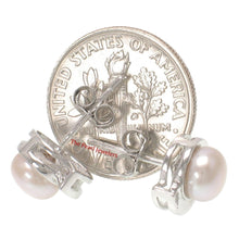 Load image into Gallery viewer, Sterling Silver Pink Pearl Stud Earrings – Rhodium Plated
