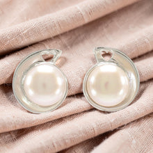 Load image into Gallery viewer, Sterling Silver Pink Pearl Stud Earrings – Rhodium Plated