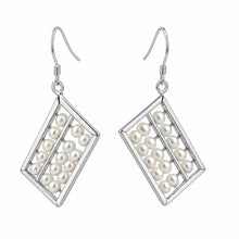 Load image into Gallery viewer, Sterling Silver Abacus Earrings – White Pearl Handcrafted Dangle