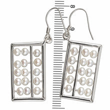 Load image into Gallery viewer, Sterling Silver Abacus Earrings – White Pearl Handcrafted Dangle