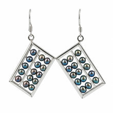 Load image into Gallery viewer, Sterling Silver Abacus Earrings – Black Pearl Handcrafted Dangle