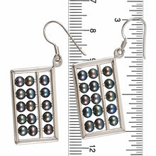Load image into Gallery viewer, Sterling Silver Abacus Earrings – Black Pearl Handcrafted Dangle